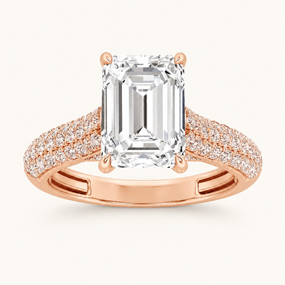 2.5CT Emerald Cut Lab Grown Diamond Side Stone Ring