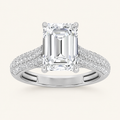 2.5CT Emerald Cut Lab Grown Diamond Side Stone Ring