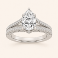 2CT Pear Cut Lab Grown Diamond Split Shank Accented Engagement Ring