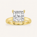 2.00 CT Princess Cut Lab Grown Diamond Cathedral Shank Solitaire Ring
