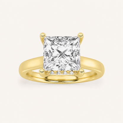 2.00 CT Princess Cut Lab Grown Diamond Cathedral Shank Solitaire Ring