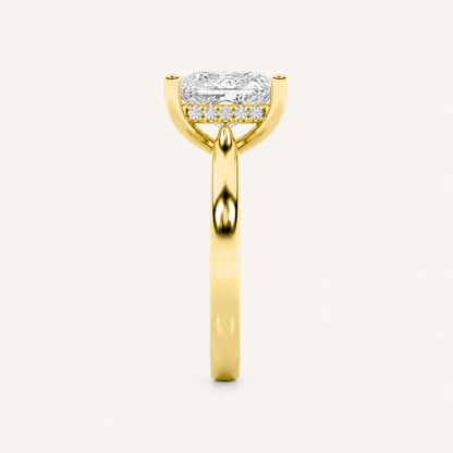 2.00 CT Princess Cut Lab Grown Diamond Cathedral Shank Solitaire Ring
