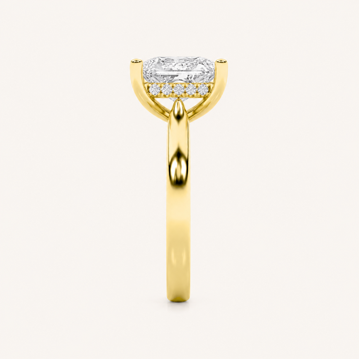 3.00 CT Princess Cut Lab Grown Diamond Cathedral Shank Solitaire Ring
