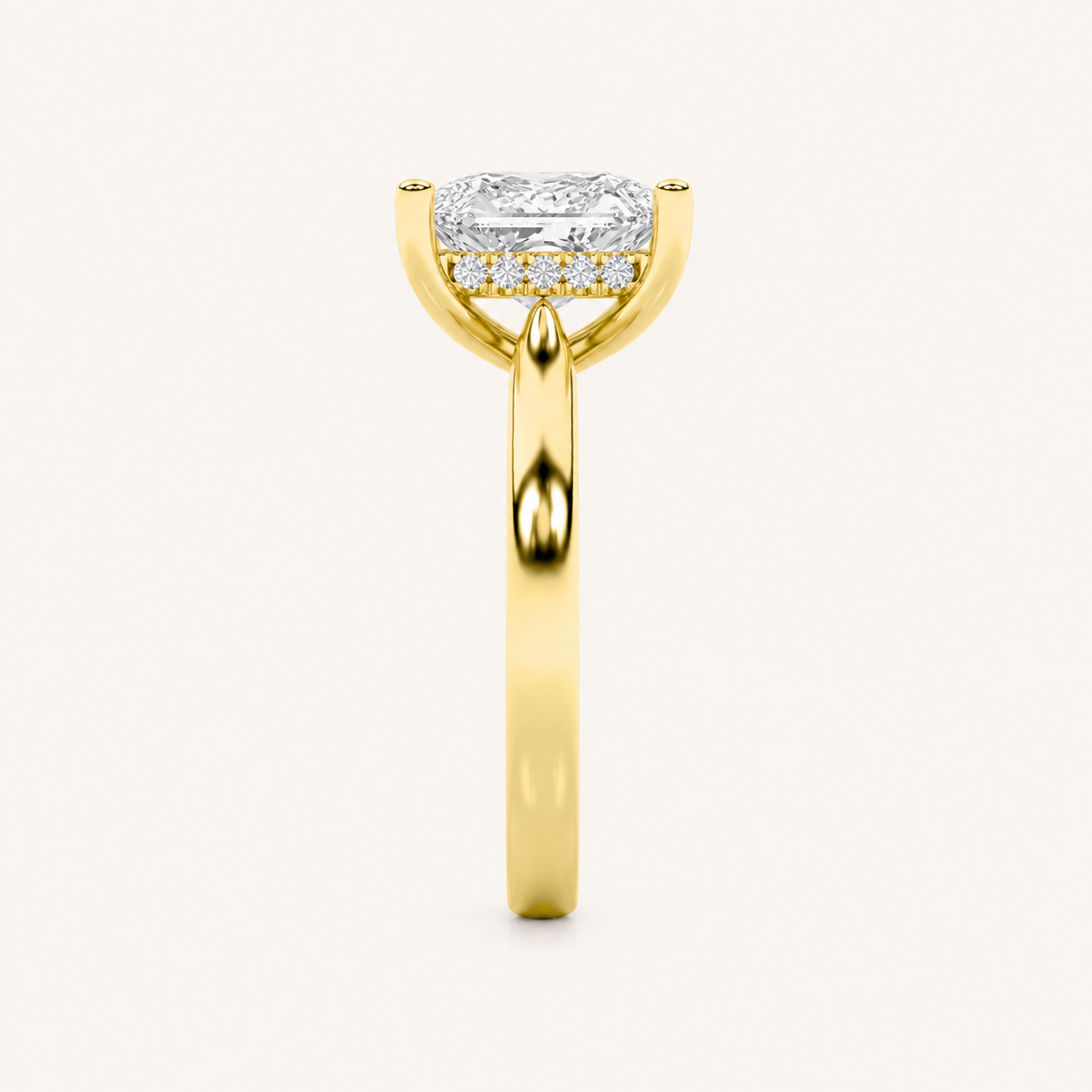 3.00 CT Princess Cut Lab Grown Diamond Cathedral Shank Solitaire Ring