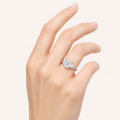 3CT Elongated Cushion Cut Lab Grown Diamond Bold Three Stone Ring
