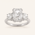 3CT Elongated Cushion Cut Lab Grown Diamond Bold Three Stone Ring