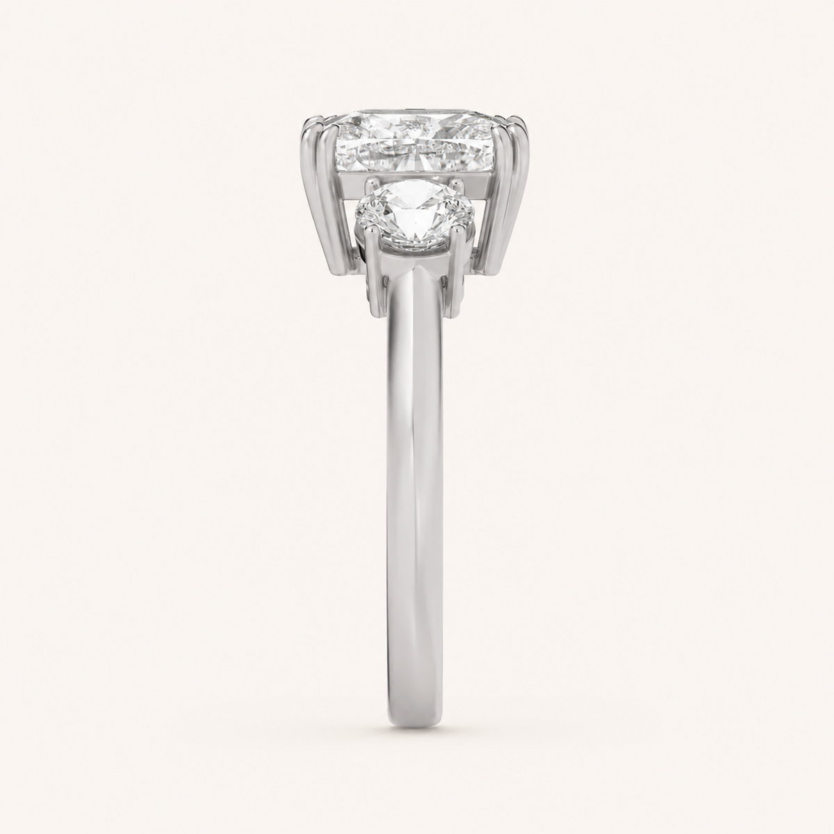 3CT Elongated Cushion Cut Lab Grown Diamond Bold Three Stone Ring