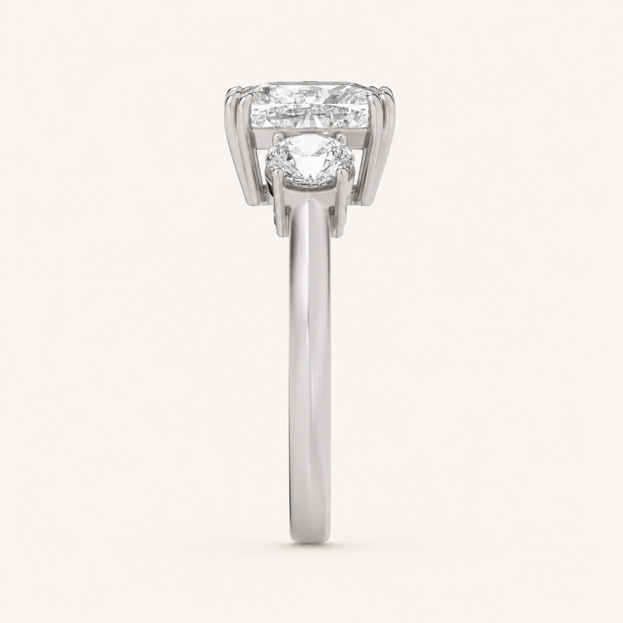 3CT Elongated Cushion Cut Lab Grown Diamond Bold Three Stone Ring