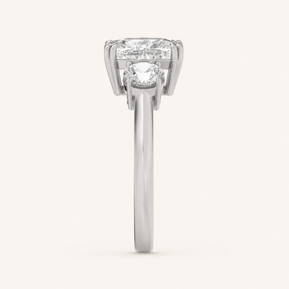 3CT Elongated Cushion Cut Lab Grown Diamond Bold Three Stone Ring