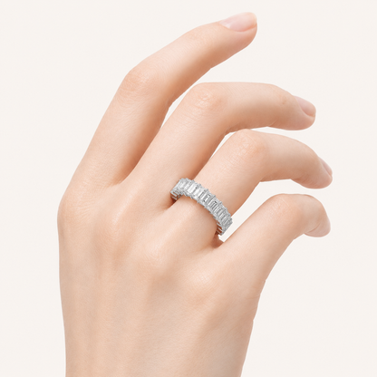 2.9CT Emerald Cut Lab Grown Diamond Split Prong Eternity Ring