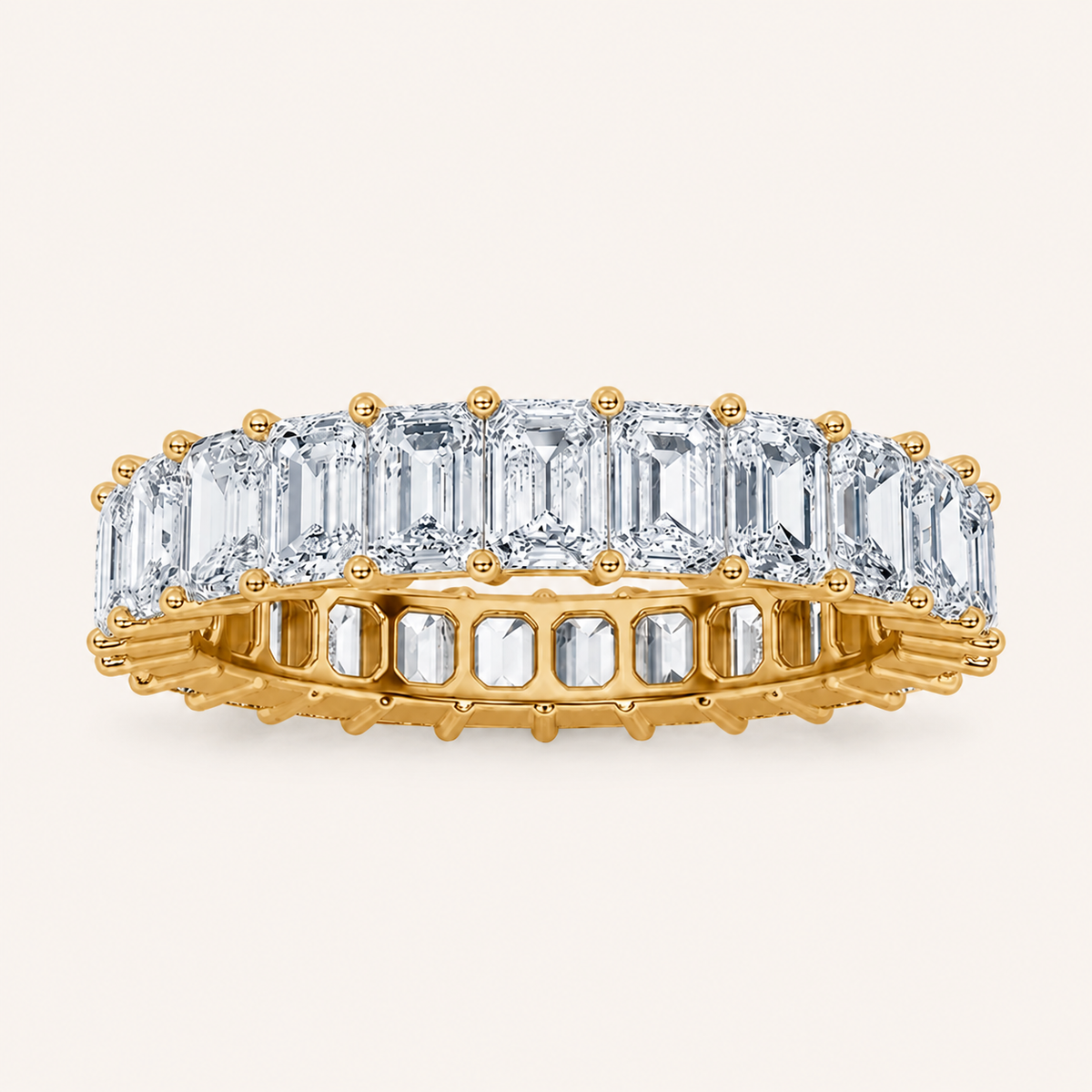 2.9CT Emerald Cut Lab Grown Diamond Split Prong Eternity Ring