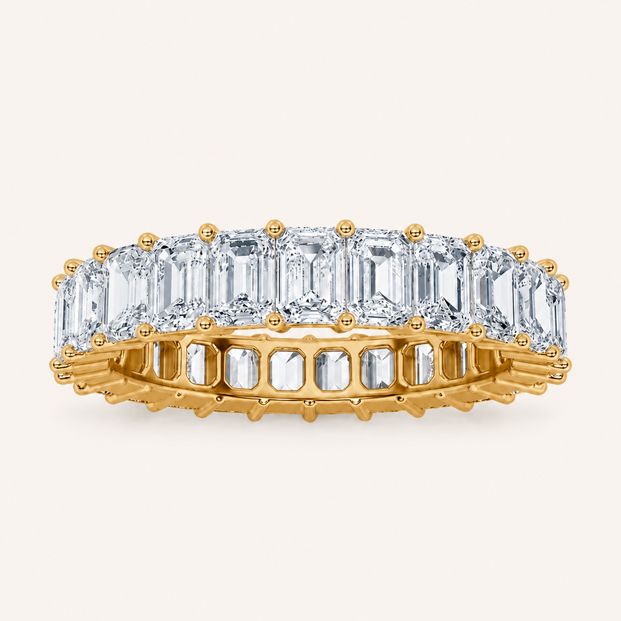 2.9CT Emerald Cut Lab Grown Diamond Split Prong Eternity Ring