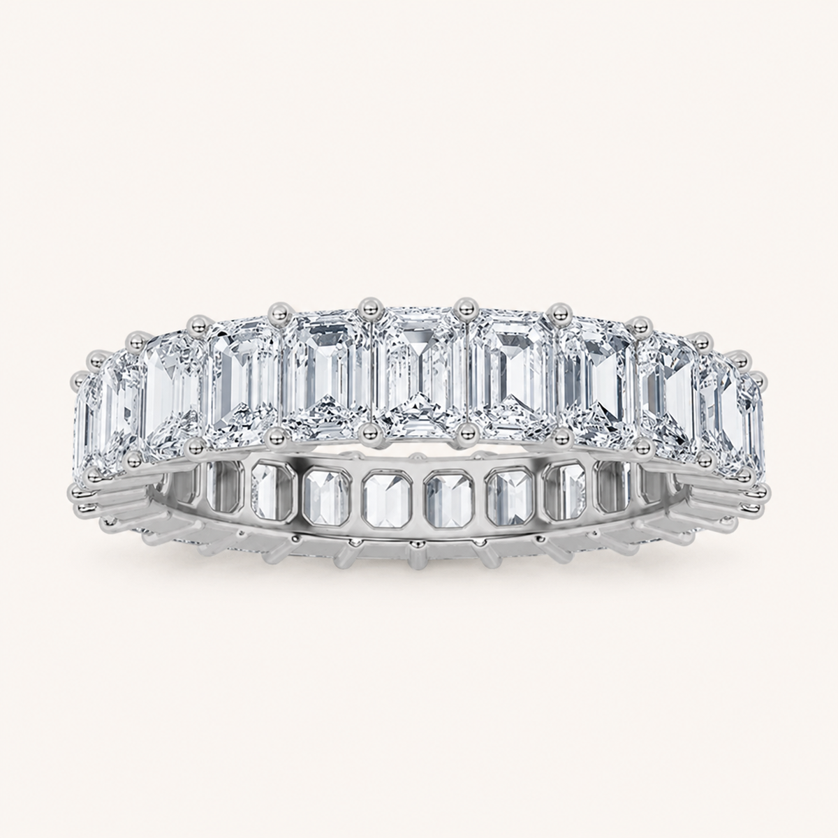 2.9CT Emerald Cut Lab Grown Diamond Split Prong Eternity Ring