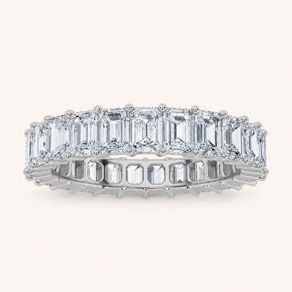 2.9CT Emerald Cut Lab Grown Diamond Split Prong Eternity Ring