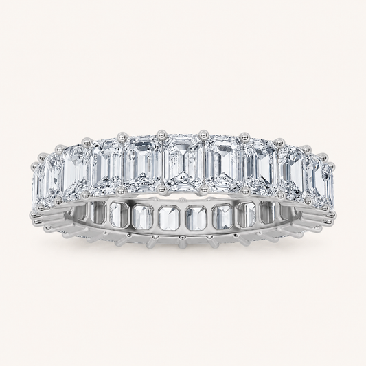 2.9CT Emerald Cut Lab Grown Diamond Split Prong Eternity Ring