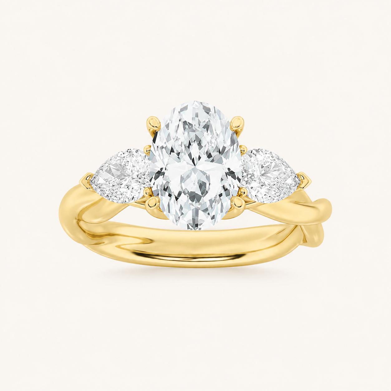 2.00 Ct Oval Cut Lab Grown Diamond Three Stone Ring
