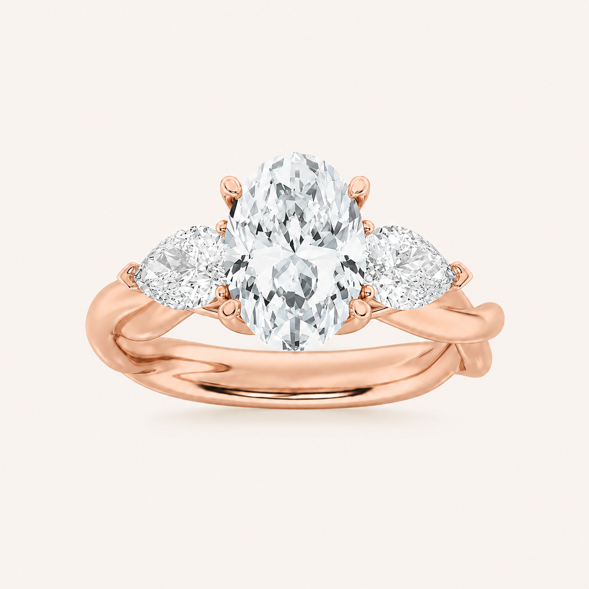 2.00 Ct Oval Cut Lab Grown Diamond Three Stone Ring