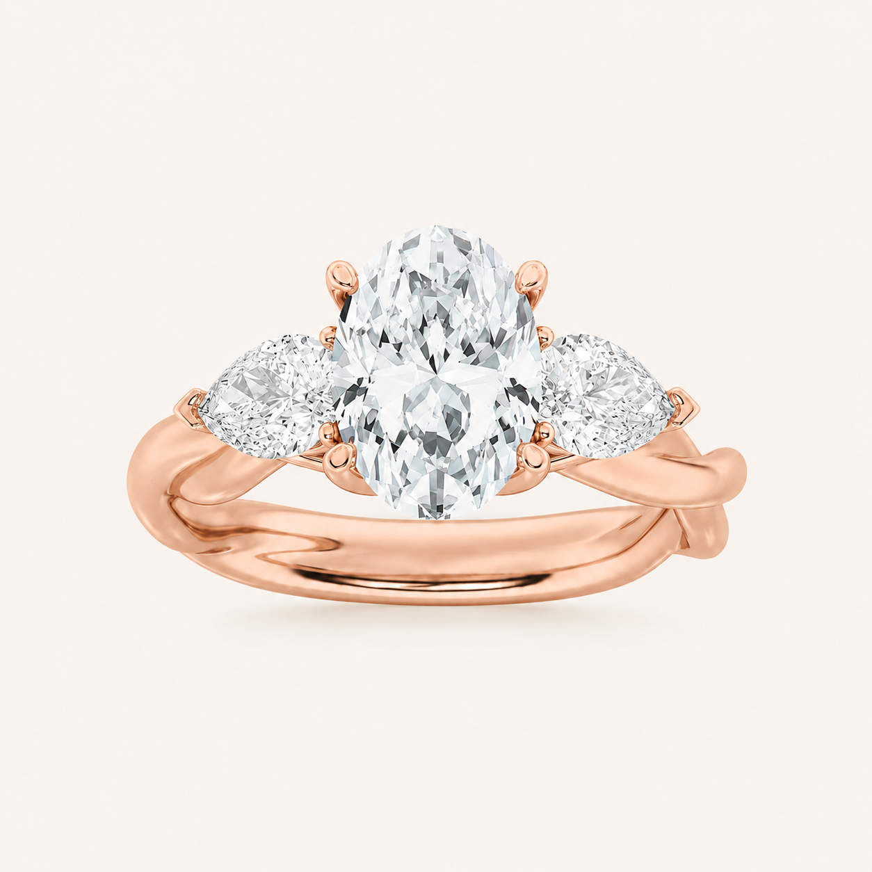 2.00 Ct Oval Cut Lab Grown Diamond Three Stone Ring