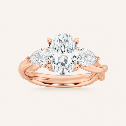 2.00 Ct Oval Cut Lab Grown Diamond Three Stone Ring