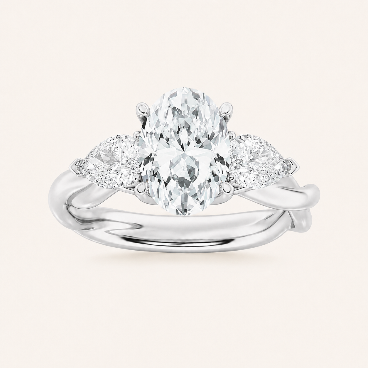2.00 Ct Oval Cut Lab Grown Diamond Three Stone Ring