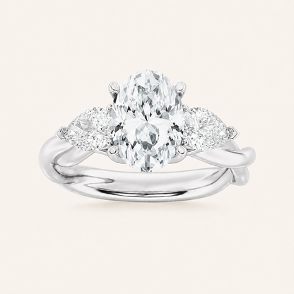 2.00 Ct Oval Cut Lab Grown Diamond Three Stone Ring