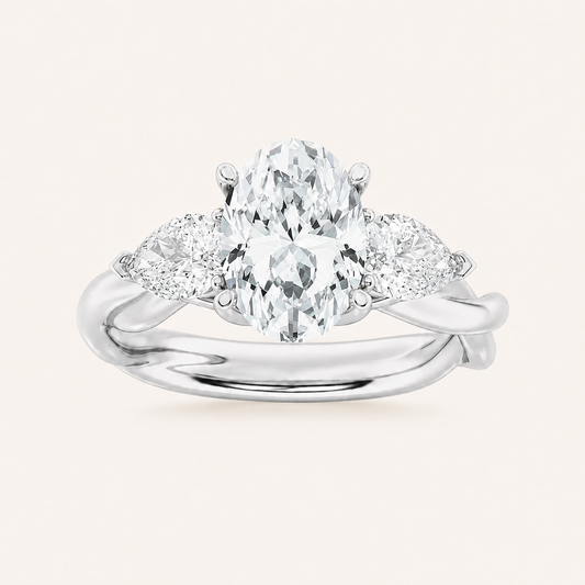 2.00 Ct Oval Cut Lab Grown Diamond Three Stone Ring