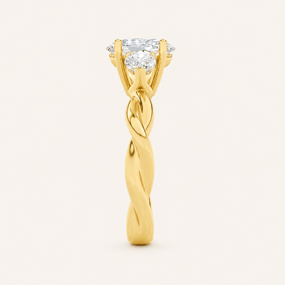 2.00 Ct Oval Cut Lab Grown Diamond Three Stone Ring