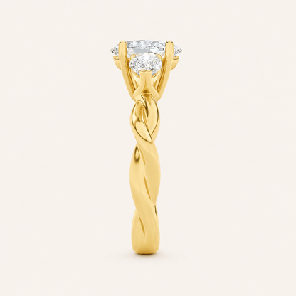 2.00 Ct Oval Cut Lab Grown Diamond Three Stone Ring
