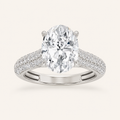 1.5CT Oval Cut Lab Grown Diamond Hidden Halo Accented Engagement Ring
