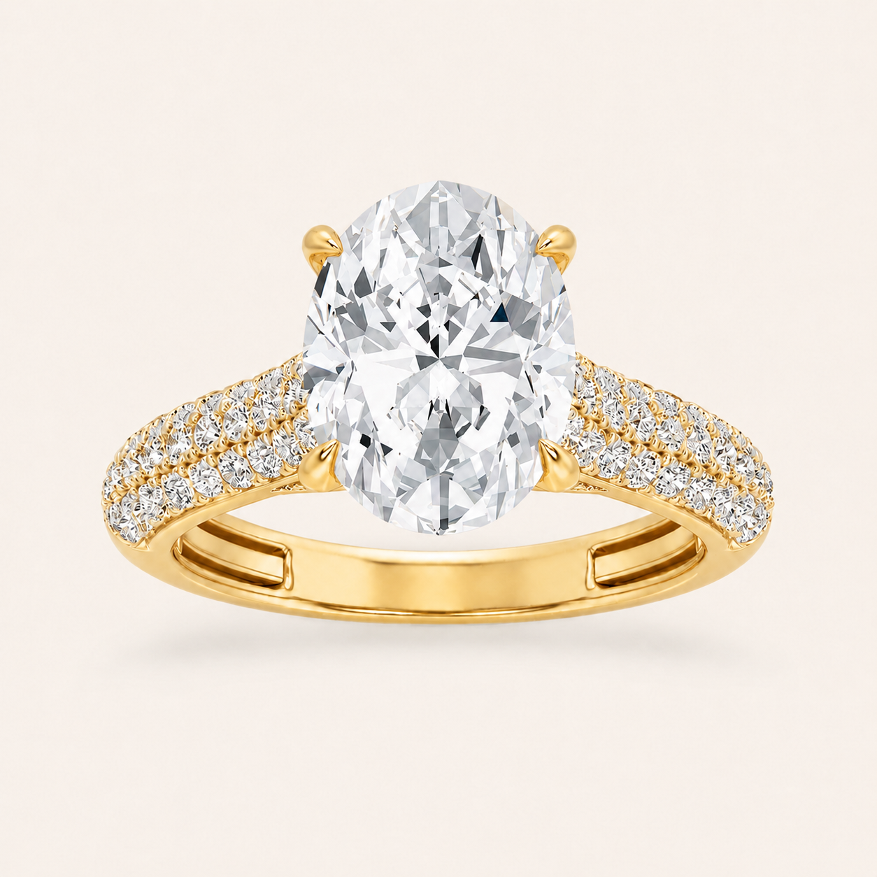 1.5CT Oval Cut Lab Grown Diamond Hidden Halo Accented Engagement Ring