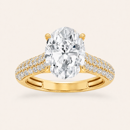 1.5CT Oval Cut Lab Grown Diamond Hidden Halo Accented Engagement Ring