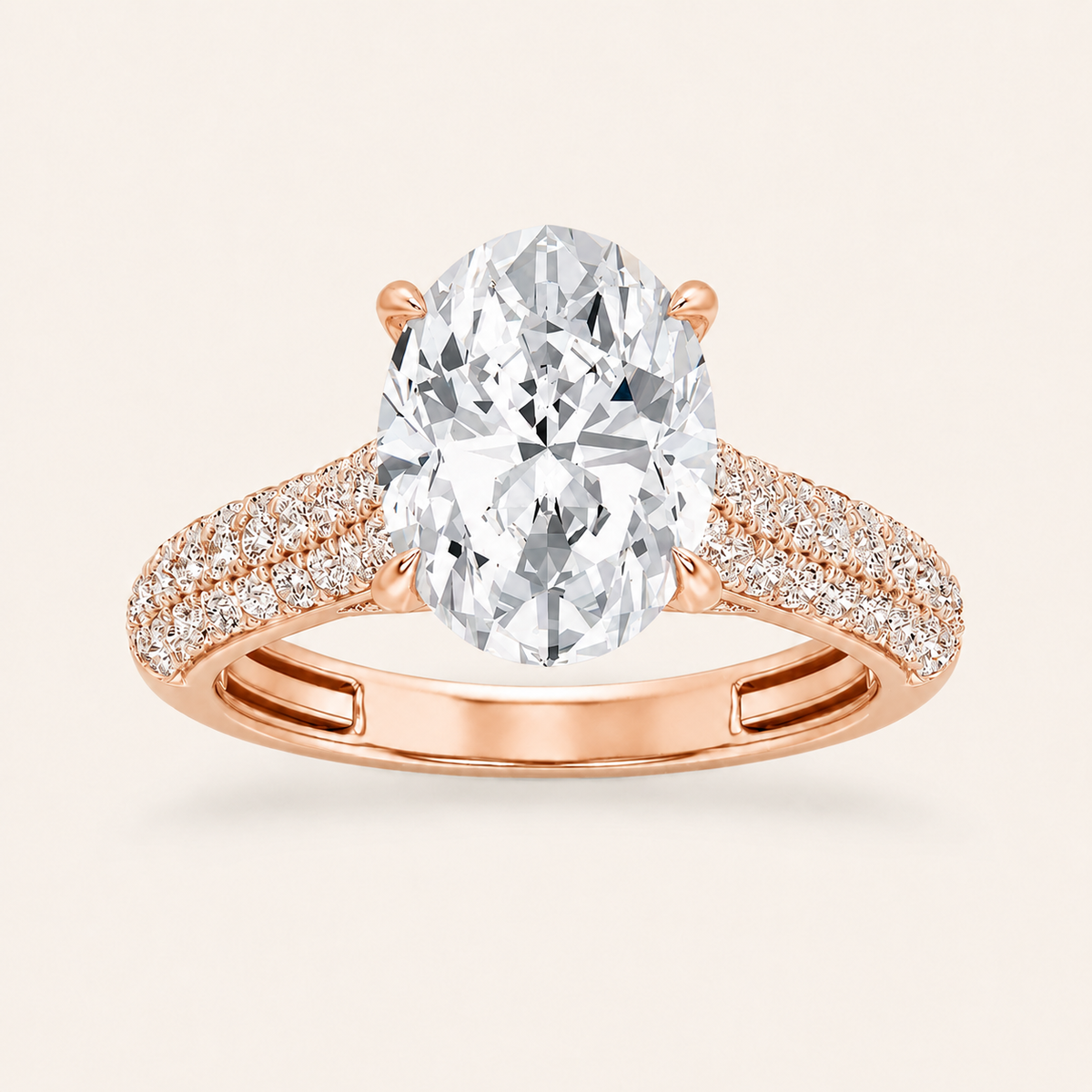 1.5CT Oval Cut Lab Grown Diamond Hidden Halo Accented Engagement Ring