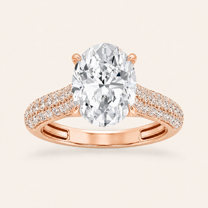 1.5CT Oval Cut Lab Grown Diamond Hidden Halo Accented Engagement Ring