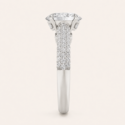 1.5CT Oval Cut Lab Grown Diamond Hidden Halo Accented Engagement Ring
