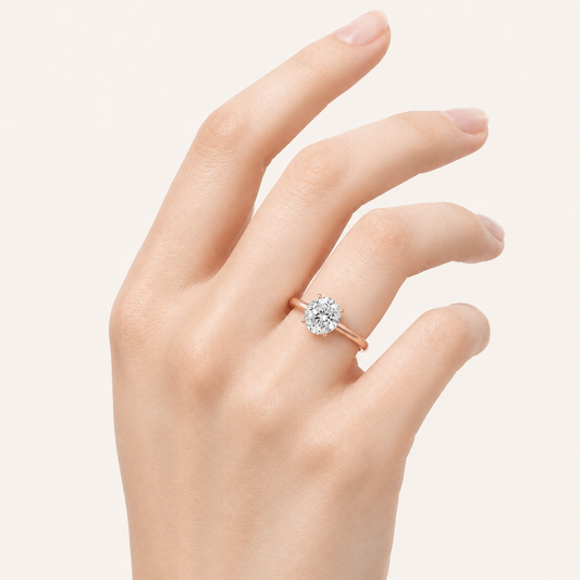 2CT Round Cut Lab Grown Diamond Classic Solitaire Engagement Ring