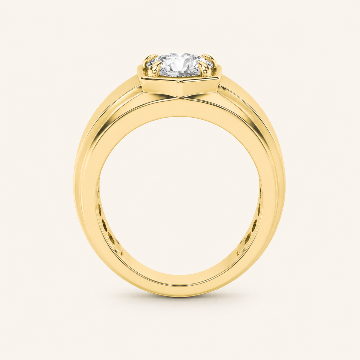 2CT Round Cut Lab Grown Diamond Men's Ring