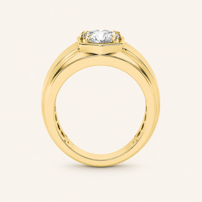 2CT Round Cut Lab Grown Diamond Men's Ring