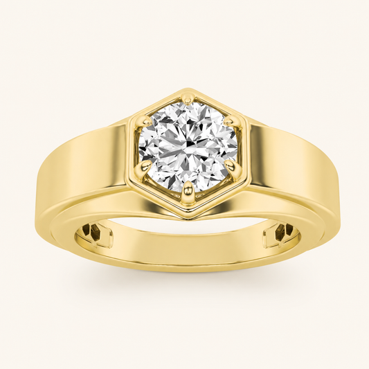 2CT Round Cut Lab Grown Diamond Men's Ring