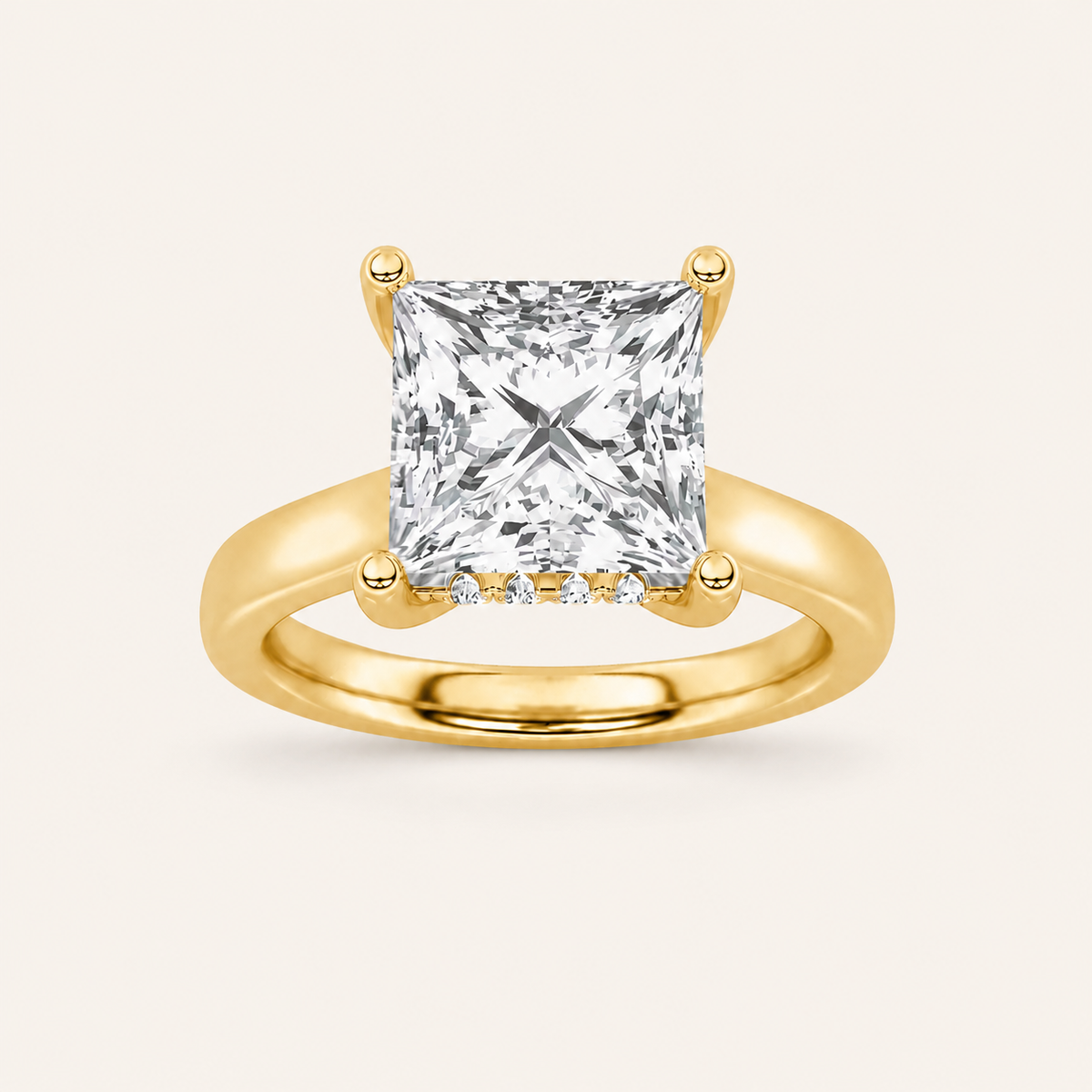 1.00 CT Princess Cut Lab Grown Diamond Cathedral Shank Solitaire Ring