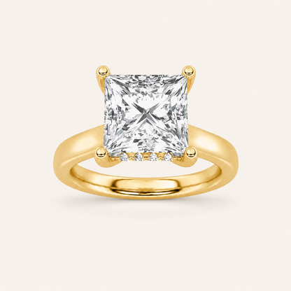 1.00 CT Princess Cut Lab Grown Diamond Cathedral Shank Solitaire Ring