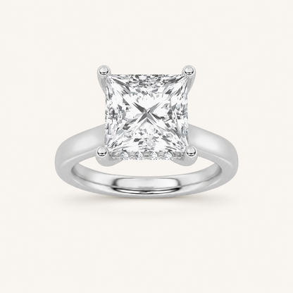 1.00 CT Princess Cut Lab Grown Diamond Cathedral Shank Solitaire Ring