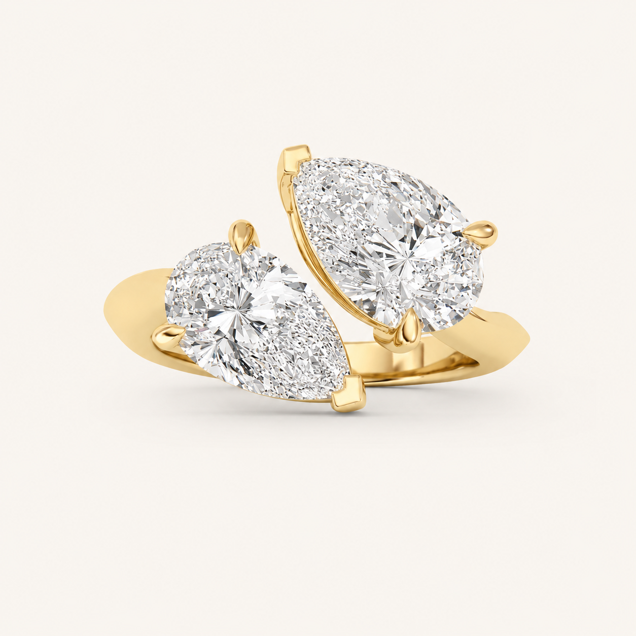 3.00 CT Pear Cut Lab Grown Diamond Toi et Moi Ring