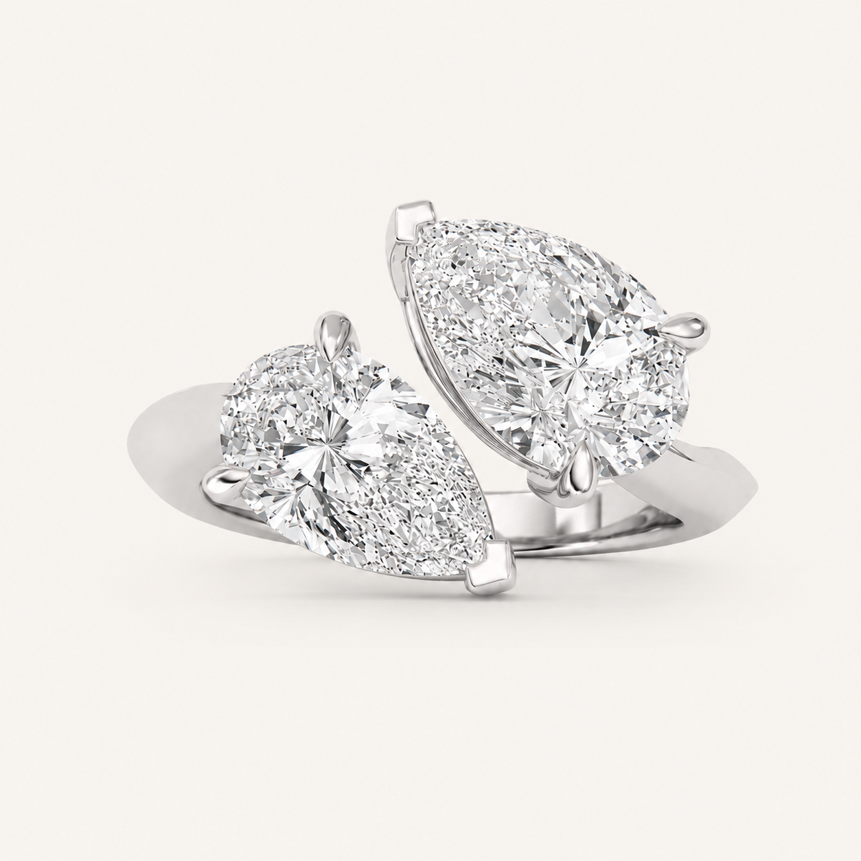 3.00 CT Pear Cut Lab Grown Diamond Toi et Moi Ring