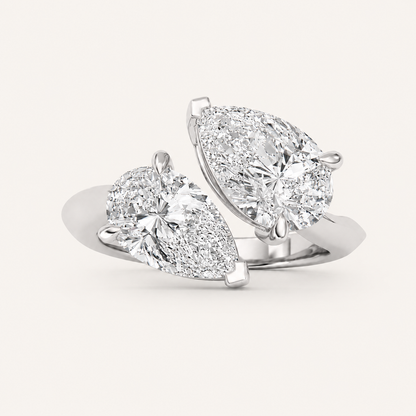3.00 CT Pear Cut Lab Grown Diamond Toi et Moi Ring