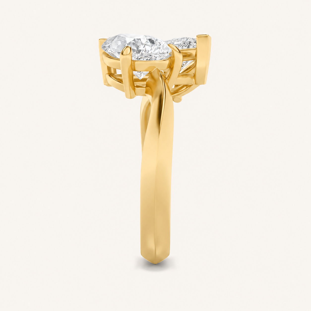 3.00 CT Pear Cut Lab Grown Diamond Toi et Moi Ring