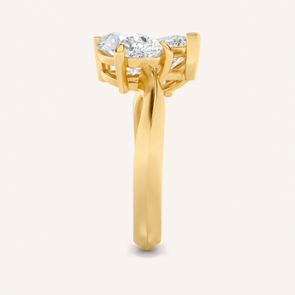 3.00 CT Pear Cut Lab Grown Diamond Toi et Moi Ring