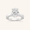 1.33 CT Oval Cut Lab Grown Diamond Accented Bridge Shank Solitaire Ring