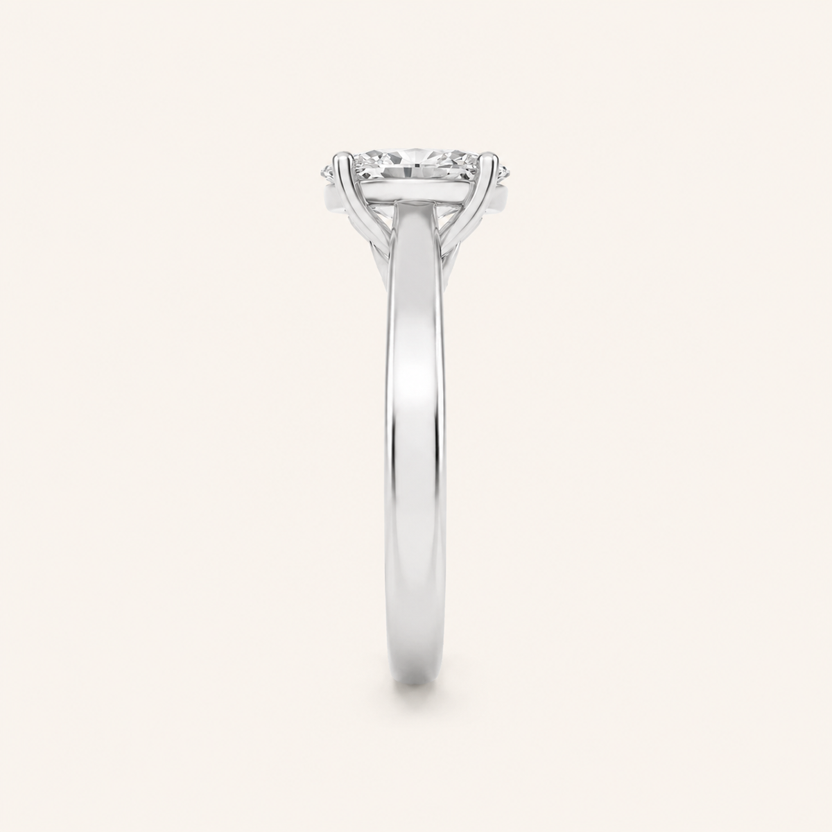 1.33 CT Oval Cut Lab Grown Diamond Accented Bridge Shank Solitaire Ring