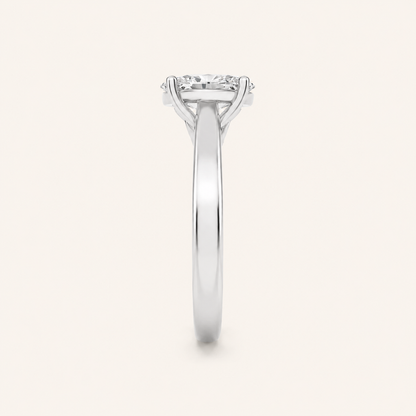 1.33 CT Oval Cut Lab Grown Diamond Accented Bridge Shank Solitaire Ring