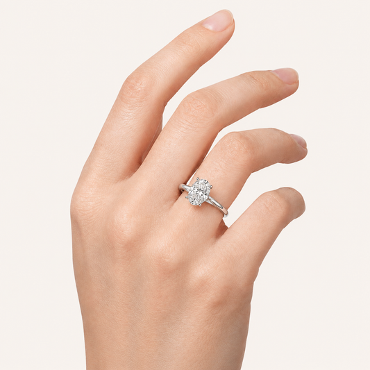 3.00CT Oval Cut Lab Grown Diamond Cathedral Shank Solitaire Ring